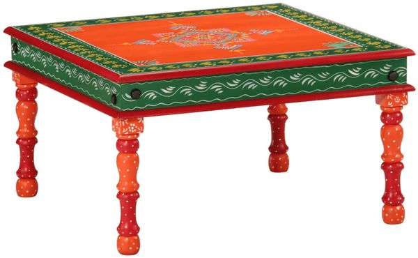 Couchtisch, Sofatisch Orange Handbemalt Massivholz Mango Bild 2