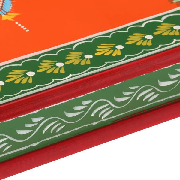 Couchtisch, Sofatisch Orange Handbemalt Massivholz Mango Bild 5