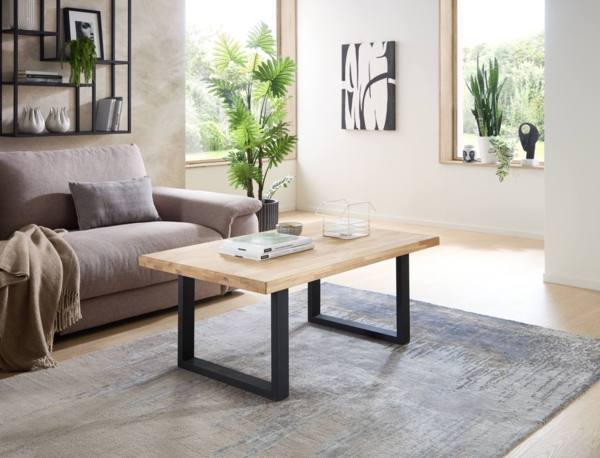 Couchtisch CHRIS U 110 x 70 Eiche massiv geölt Metallgestell U-Form Bild 2