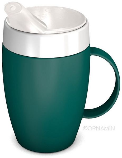 Ornamin Schnabelbecher Becher mit Trink-Trick mit Schnabelaufsatz/Trinkaufsatz, 2-tlg, Kunststoff, Trinkhilfe l Alltagshilfe l BPA-frei l Made in Germany