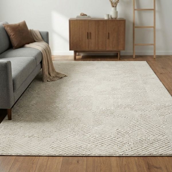 Vimoda Designteppich Costalight, Rauten 3D Muster, Rechteckig, Höhe: 7 mm, Boho Hochtief Effekt, Wohnzimmer, Küche, Schlafzimmer