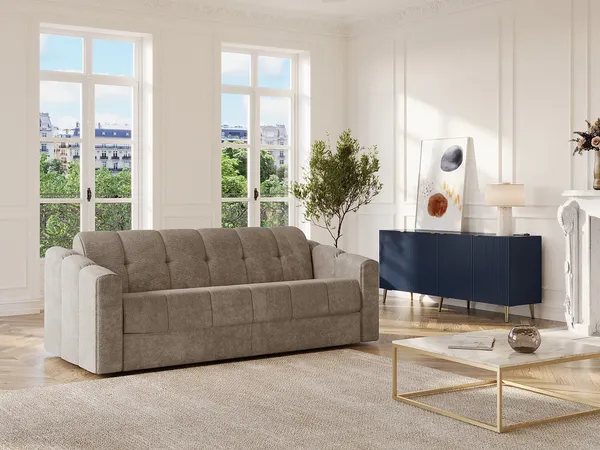 Vente-unique - DARIELO Sofa Stoff Schokoladenbraun - B 223 cm95 cm x H 93 cm x L 210 cm