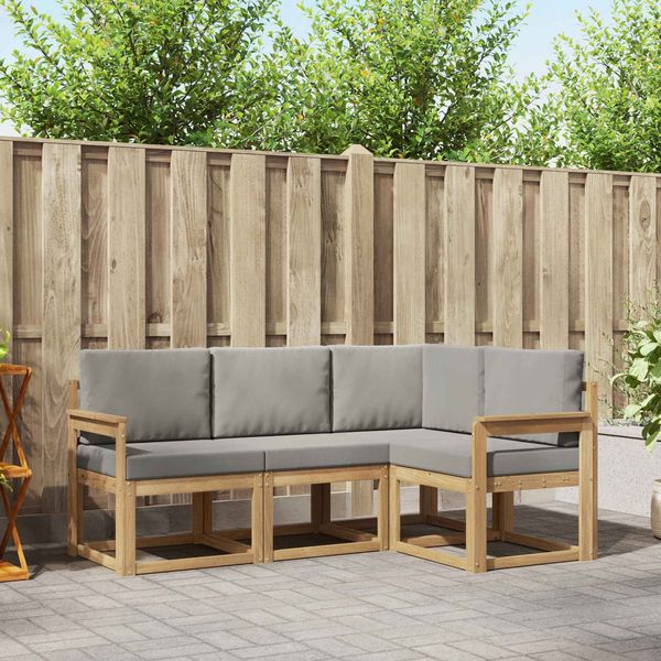 vidaXL Outdoor-Sofagarnitur 4 pcs Weiß und Hellgrau 3387550