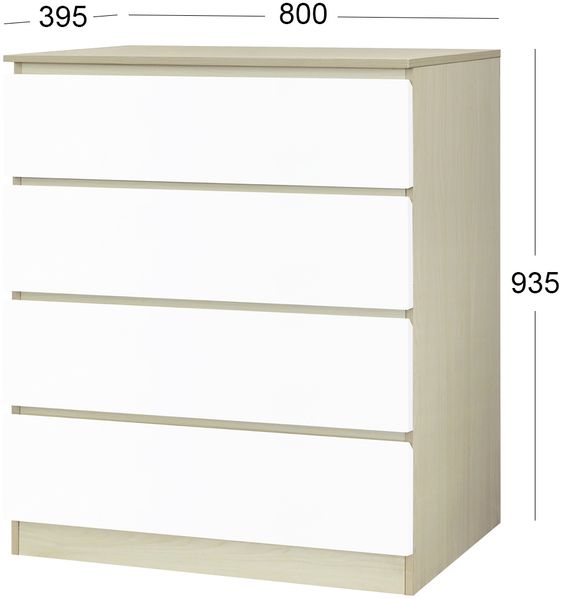 Kommode mit 4 Schubladen aus Spanplatte und MDF 80 x 93,5 x 39,5 cm Bild 6