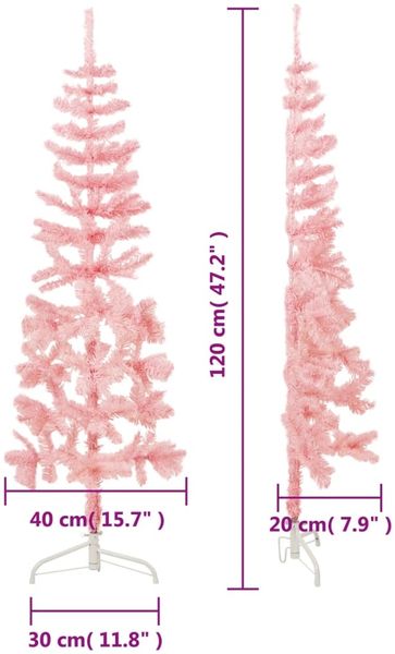 vidaXL Künstlicher Halb-Weihnachtsbaum mit Ständer Schlank Rosa 120 cm 344569 Bild 9