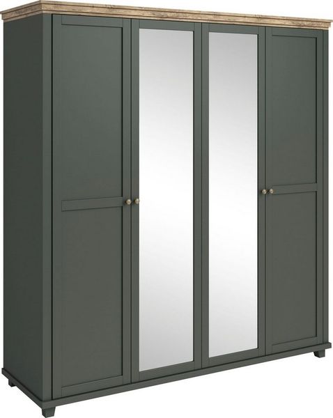 Home affaire Drehtürenschrank Evora, Landhausschrank in 3 verschieden Größen, Türen mit Soft- Close Kleiderschrank mit Spiegel, aus FSC®-zertifiziertem Holzwerkstoff