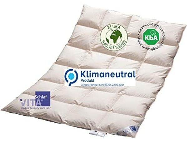 Vitaschlaf® Bio-LUXE-KBA Arktik Kälte-Daune W4- MEDIUM GANZJAHRESDECKE Daunendecke Deutsche Qualität mit KBA Einschütte große Größen (220 x 240 cm)