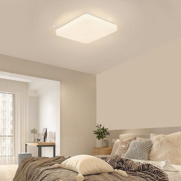 Nettlife LED Deckenleuchte Sternenhimmel Dimmbar mit Fernbedienung 28CM 37W Deckenbeleuchtung, LED fest integriert, Warmweiß, Neutralweiß, Kaltweiß, für Schlafzimmer Flur Kinderzimmer Küche Flur Wohnzimmer
