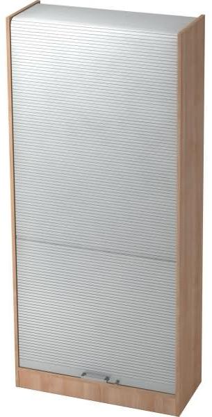 Rollladenschrank 90cm, 5OH CE Nussbaum / Silber