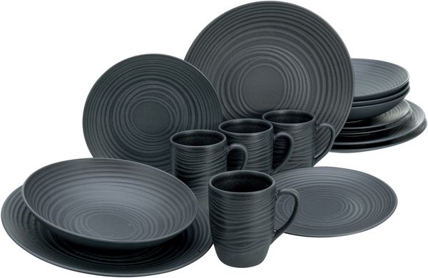 Lava Stone Schwarz, Kombiservice 16-tlg (mo)