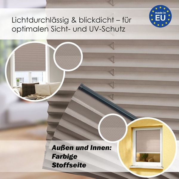 DomDeco Plissee Premium Plissee ohne Bohren, Sichtschutz, lichtdurchlässig, blickdicht, Klemmfix, Klemmfix, UV-beständig, modernes Design, stufenlos