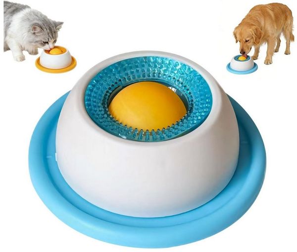 Ledander Futternapf Lick Bowl Für Hunde,Nassfutter Lick Pad Mit Antirutschmatte, PP, Futternapf mit Integrierter Drehkugel für Gelangweilte Welpen Katzen