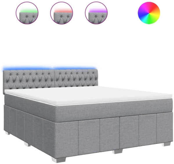 vidaXL Boxspringbett mit Matratze Hellgrau 180x200 cm Stoff 3289454