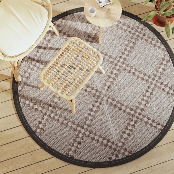 vidaXL Outdoor-Teppich ARAKIL Braun Ø160 cm PP 368479