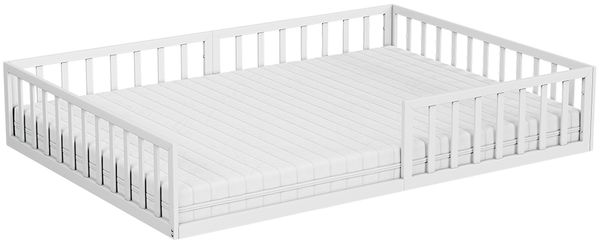 Bodenbett aus Metall Minno Weiß 140x200 mit Matratze Vitalispa
