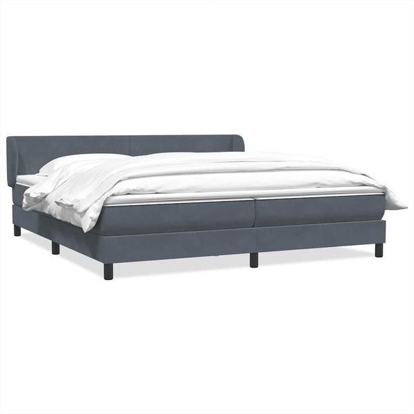vidaXL Boxspringbett mit Matratzen Dunkelgrau 180x210 cm Samt 3317368