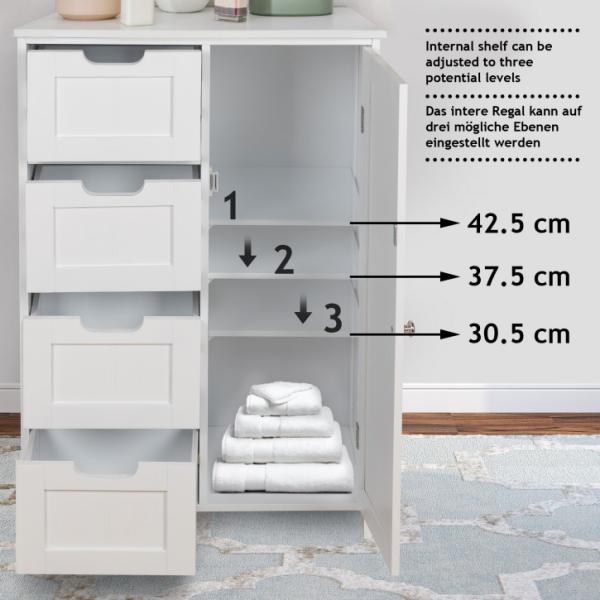 MIADOMODO® Badezimmerschrank, MDF weiß, 55 x 30 x 82 cm