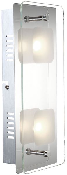 LED Wandleuchte, chrom, Glas, satiniert, Länge 28 cm