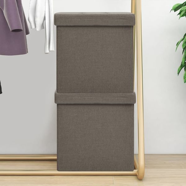 vidaXL Hocker mit Stauraum 2 Stk. Taupe Leinenoptik 338778