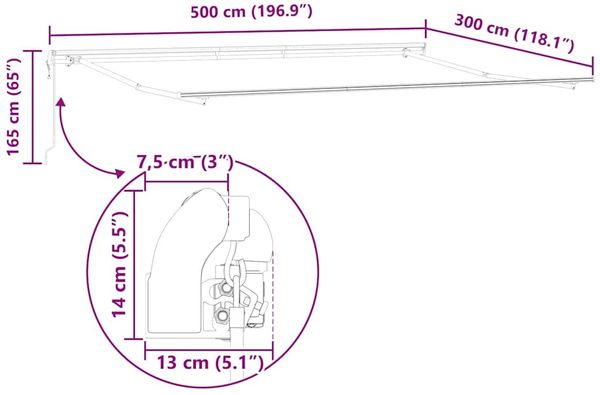 vidaXL Markise Automatisch Anthrazit und Weiß 500x300 cm 3310240 Bild 12