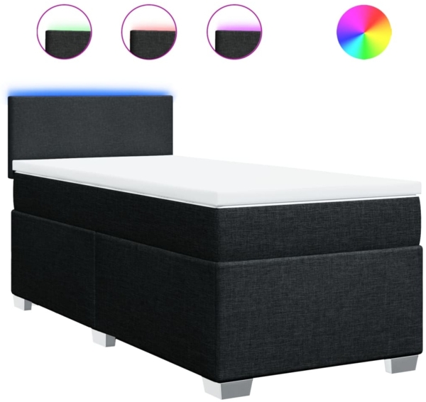 vidaXL Boxspringbett mit Matratze Schwarz 90x200 cm Stoff 3288066