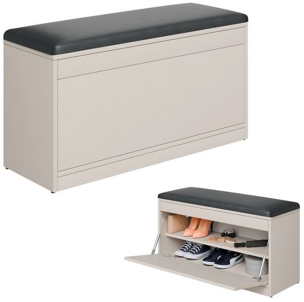 Platan Room Schuhschrank Schuhregal mit Sitzkissen, Schuhkommode, Schuhbank 100 cm Kaschmir