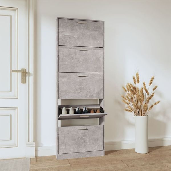 vidaXL Schuhschrank Betongrau 59x17x169 cm Holzwerkstoff 342513