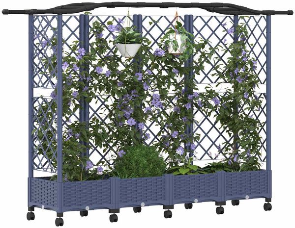 vidaXL Hochbeet mit Rankgitter und Dach Grau 203,5 x 40 x 129 cm PP 3423154 Bild 3