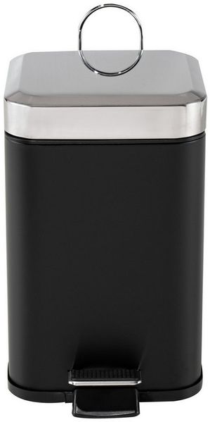HTI-Living Kosmetikeimer Treteimer eckig Jannik 3 Liter Schwarz Silber, Mülleimer Kosmetikeimer mit Soft-Close-Deckel