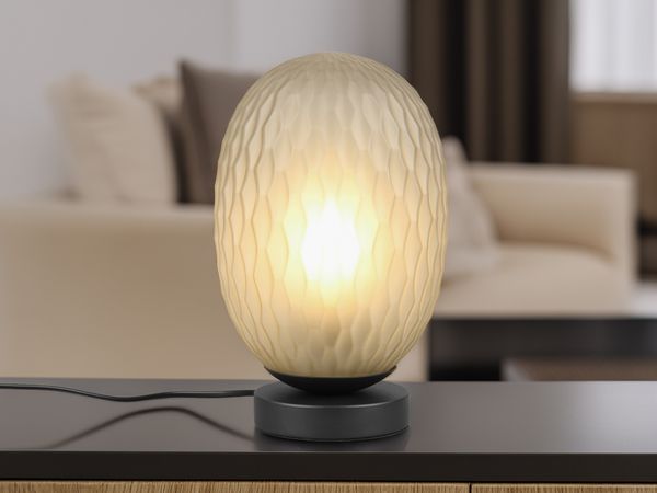 Tischleuchte FACETTE mit ovalem Glas Lampenschirm Grün, Höhe 28cm