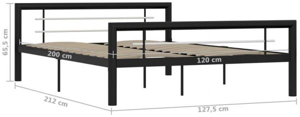 vidaXL Bettgestell Schwarz und Weiß Metall 120x200 cm 284552 Bild 12