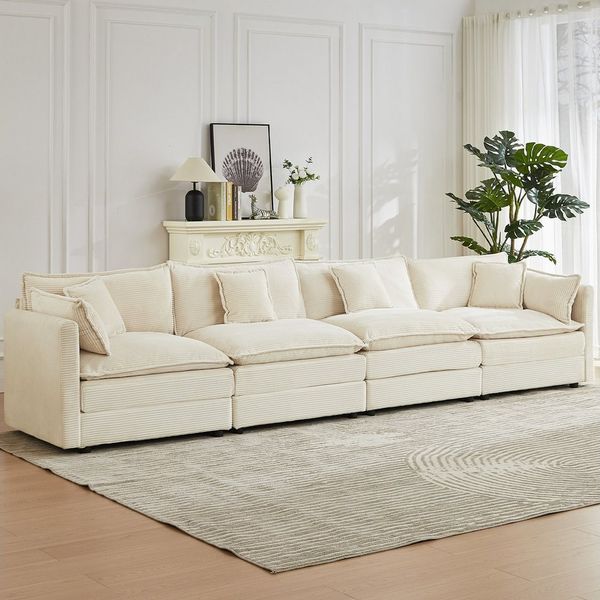 Jiexi Wohnlandschaft Modulares Sofa Kord Ecksofa Wohnlandschaft flexibel L- & U-Form