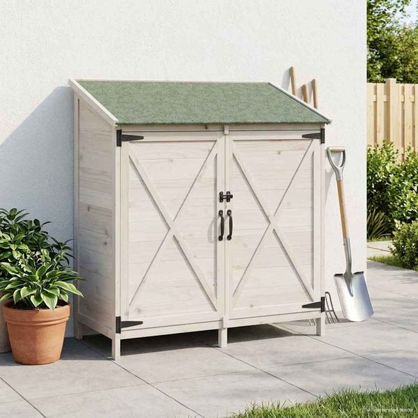 vidaXL Gartenschuppen Weiß 106 x 56 x 113,5 cm Massivholz aus Fichte 42033473