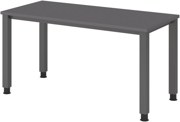 bümö manuell höhenverstellbarer Schreibtisch 140x67 cm in Graphit, Metall-Gestell in Graphit - Mini Bürotisch, PC Tisch höhenverstellbar, kleiner Computertisch für's Homeoffice & Büro, QS6-14-G-G