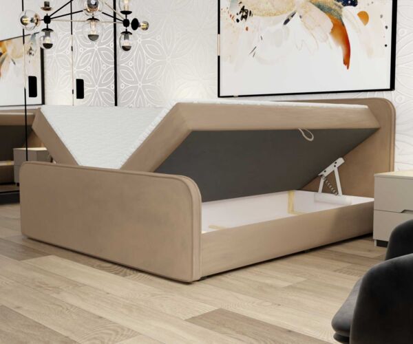 Boxspringbett Schlafzimmerbett MABEL 120x220cm Stoff Brooklyn Zementgrau Bild 3