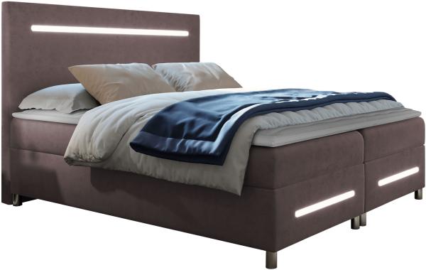 Boxspringbett Saziro LED, Rosa, 180 x 200 cm