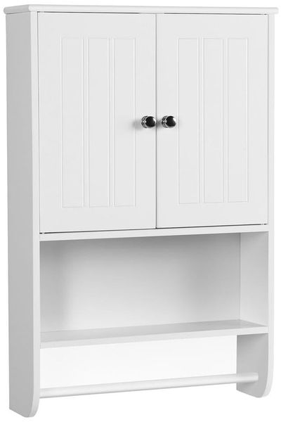 Yaheetech Hängeschrank Wandschrank Badschrank Küchenschrank Regal Aufbewahrung mit Tür und Einlegeboden weiß LBH: 48,5 x 14 x 73 cm