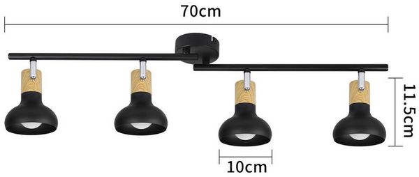 ZMH Deckenstrahler 4 Flammig Industrial E14 Deckenleuchte für Treppenhaus Schlafzimmer, Hochwertige Design, ohne Leuchtmittel, 350° Schwenkbar Schwarz Vintage Flurlampe Bild 2