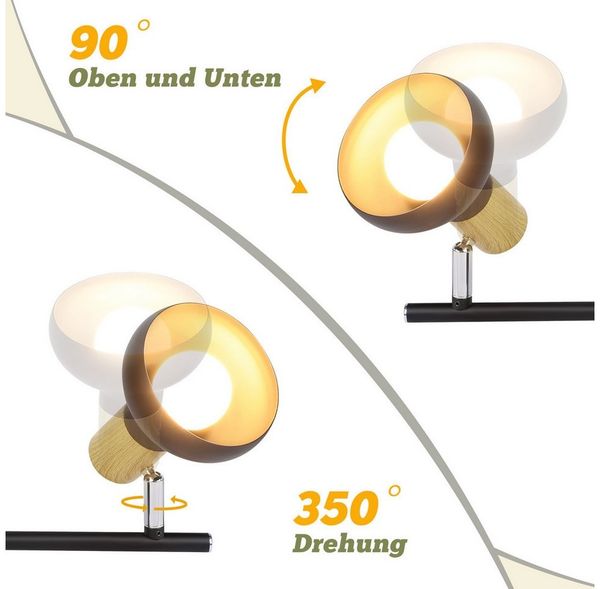 ZMH Deckenstrahler 4 Flammig Industrial E14 Deckenleuchte für Treppenhaus Schlafzimmer, Hochwertige Design, ohne Leuchtmittel, 350° Schwenkbar Schwarz Vintage Flurlampe Bild 3