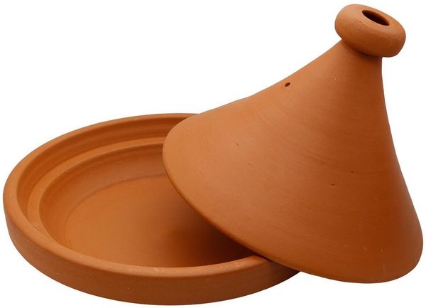 Casa Moro Schmortopf Tajine Kochtopf 34 cm – Authentische, marokkanische Tagine, naturbelassene Lehmerde, Ton (2-tlg), handgetöpfert in Marokko, für 4–6 Personen