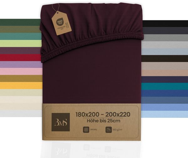 Jersey Spannbettlaken brombeer 180x200 - 200x220 cm Höhe bis 25cm