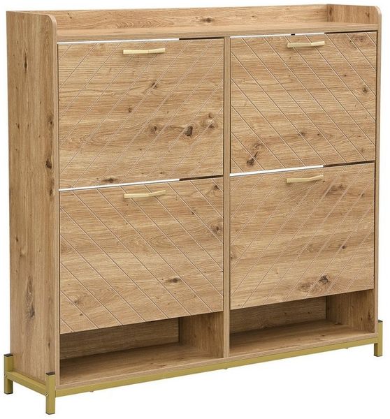 Furnishings Home Schuhschrank Modernes Schuhregal in Holzoptik 4 türiger (1-St) Für Eingangsbereich Flur oder Flur – Robust und stilvoll