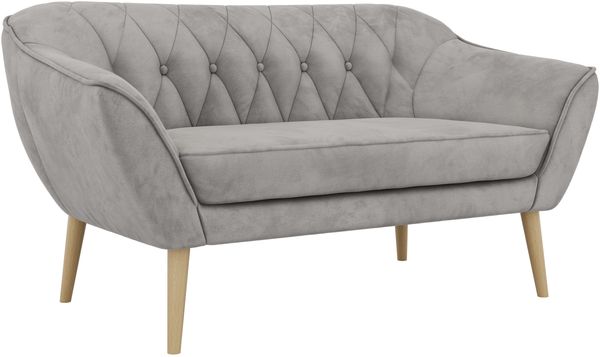 Polstersofa PIRS 2 Skandinavisches Sofa 2-Sitzer, Sofa mit Wellenfederung, Breite 140 cm, Buche Füße Hoher Sitzkomfort - Hellgrau Velvet Bild 6