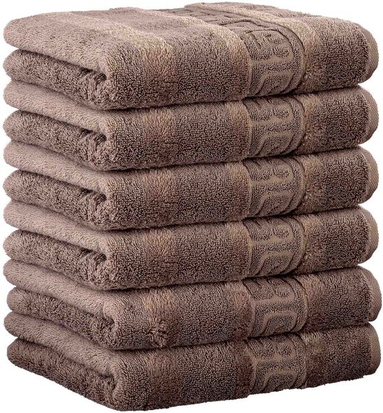 CAWÖ Gästetuch, 6er Pack - C Noblesse, Walkfrottier, Baumwolle Walnuss 30x50cm