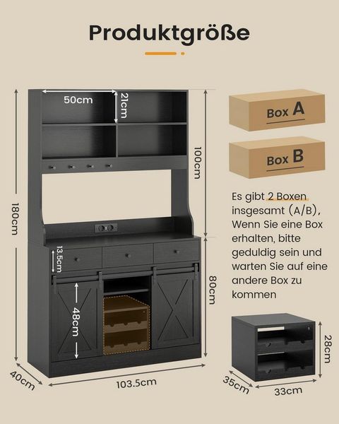 MSMASK Küchenbuffet Küchenschrank Sideboard Mehrzweckschrank mit LED-Beleuchtung (1-St)