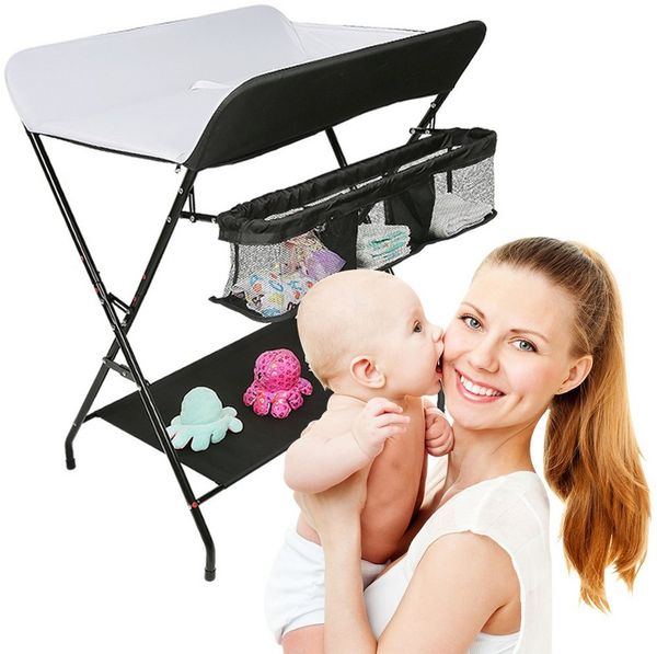 JEOBEST Wickeltisch Baby Klappbarer Wickeltisch, Baby Wickelkombi, Mobiler Wickeltisch, Wasserdicht und Höhenverstellbar Für 0-10 Monate Tragkraft 30kg