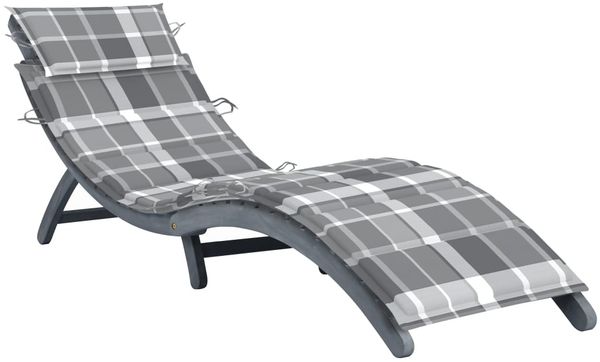 vidaXL Sonnenliege mit Auflage Grau Massivholz Akazie 3064058