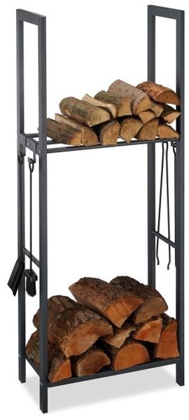 Relaxdays Kaminholzregal mit 2 Ablagen