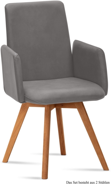 Armlehnstuhl (2er-Set) Dilys 52x92x60 Eiche geölt/Grau