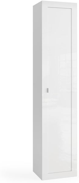 Robas Lund Basic Moderner Badezimmer-Hochschrank, 42 x 195 x 35 cm, Weiß Hochglanz, 5 Einlegeböden, Wandmontage, 1 Tür